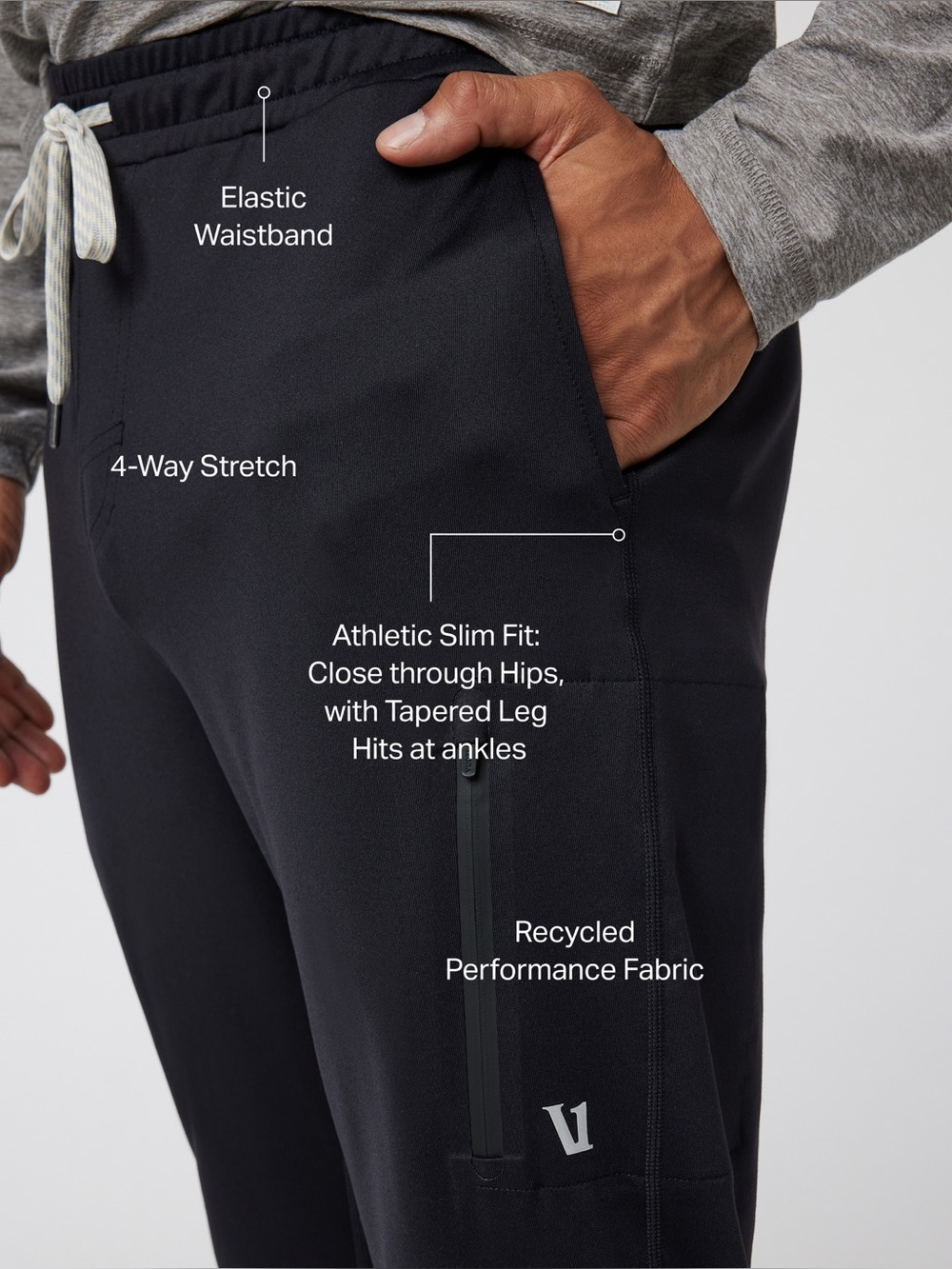 Men's black Vuori Sunday Performance Joggers size large - Picture 3 of 6